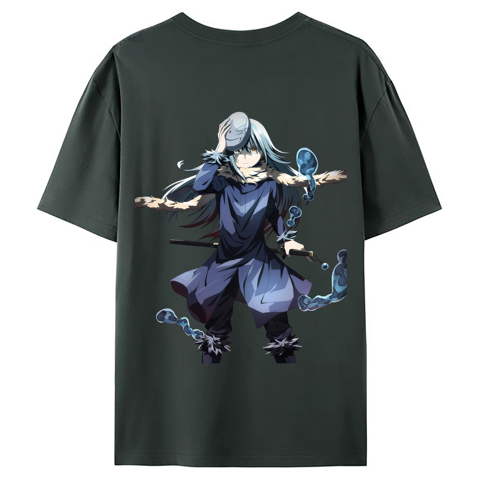 （画像用） 転スラ Regarding Reincarnated to Slime 綿100％ メンズ半袖Tシャツ（バックプリント） 通気性